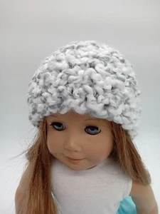 Gray Chunky Crochet Beanie Hat 18" Doll Clothes Fits American Girl New - Picture 1 of 3