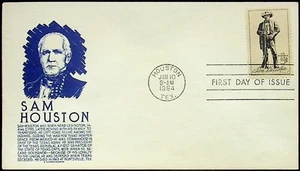 Sam Houston First Day Cover 1964 - TX Stamp Collectible Vintage 5c - Picture 1 of 2