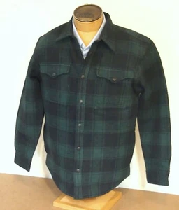 Chaqueta Camisa Filson 100% Algodón Diente de Barbo Nueva con Etiquetas X-Pequeña Negra y Verde A Cuadros - Imagen 1 de 9