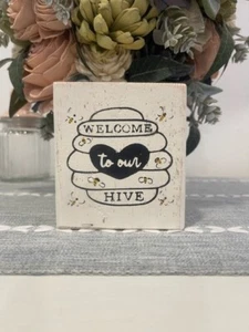 FARMHOUSE,HOME DECOR,HANDPAINTED,RUSTIC SIGN- WELCOME TO OUR HIVE SM SIGN - Picture 1 of 1