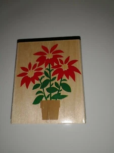 Hero Arts Gummistempel Holzhalterung Weihnachtsstern Blume Pflanze H2570 3,25" x 2,75" - Bild 1 von 6