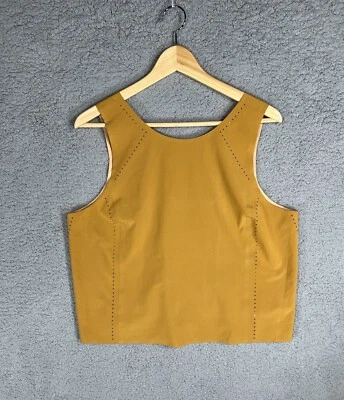 Camiseta sin mangas ligera Athleta Terra Crop corte láser para mujer grande amarilla mostaza Foto 1 de 4