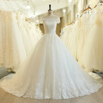 С плеча шнурует вверх назад свадебные платья свадебное бальное платье кружева аппликация  - Изображение 1 из 4