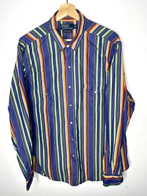 Camisa Polo Ralph Lauren X-Grande Rayas Rodeo Western De Colección RRL Suroeste Púrpura Foto 1 de 4