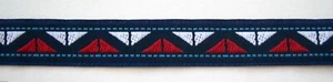5 Yds. Vintage Navy/White/Red 9/16" Washable Poly Jacquard Trim E-96 - Picture 1 of 2