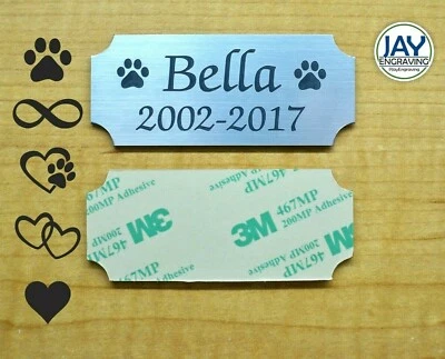 Placa placa placa urna conmemorativa nombre mascota plata cepillada grabada personalizada etiqueta Foto 1 de 2