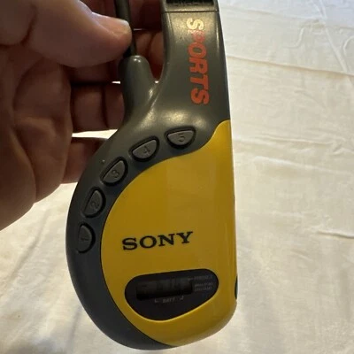 Sony Walkman Sports SRF-HM55 AM/FM Radio Yellow Headset Tested Works 80’s - Image 1 of 4