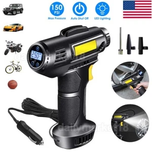 12V Electric Air Pump Compressor 150 PSI Car Digital Tire Inflator w/ LED Light - Picture 1 of 8