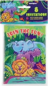 8 Jungle Birthday Party Invitations Safari Girls Boys Kids Birthday Invites - Picture 1 of 4