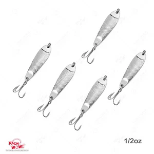 Pescado ¡WOW! 5 piezas plantillas de fundición 1/2 oz cucharas martilladas plateadas 0,5 oz NUEVAS - Imagen 1 de 8