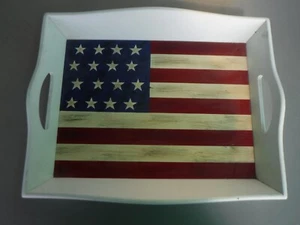 Amerikanische Flagge Serviertablett Holz Kolonialstil Serviertablett - Bild 1 von 2