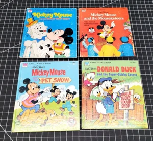 Tell-A-Tale walt Disney Mickey Donald Pluto Lot of 4 Books 1970s Vintage Cartoon - Picture 1 of 14
