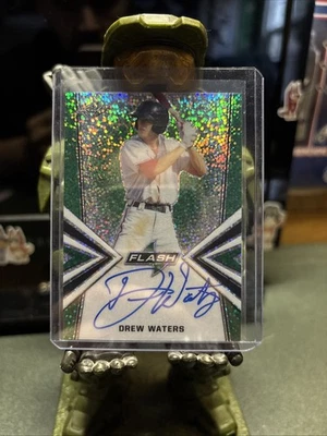 2019 LEAF FLASH Baseball Drew Waters RC AUTO GREEN  7/15 Royals - Image 1 of 3