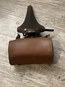 Braun Fahrrad Sitztasche Leder Vintage Kaffee Fahrrad Sattel Lenkertasche Klingel I14 - Bild 1 von 3