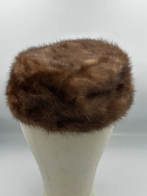 Sombrero boina vintage Lora ajustado para mujer pequeño marrón piel de visón elegante elegante años 60 Foto 1 de 4