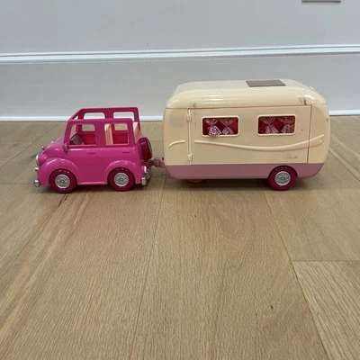 Lil BATTAT Woodzeez Happy Camper Trailer and Pink Jeep Calico Critter Compatible - Image 1 of 4