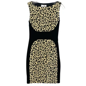 Joseph Ribkoff Leopard Print Sheath Dress Womens Size 4 Sleeveless Black - Picture 1 of 13