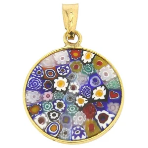 Vidrio de Venecia Italiano Murano Colgante Vidrio Pequeño 3/4 Pulgadas Redondo Multicolor Mil - Imagen 1 de 5