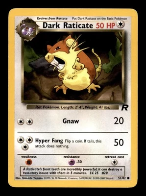 Dark Raticate 51/82 Pokemon Team Rocket Unlimited Common - Image 1 of 2