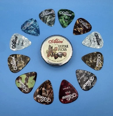 Selecciones de guitarra Alice paquete de 12 piezas variedad y estuche celuloide Foto 1 de 4