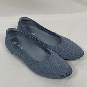 VIVAIA Flats Knit Round Toe Blue Comfort Balletcore Shoes Womens Size 8.5 EU38.5 - Picture 1 of 10
