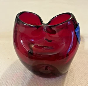Vtg. RED - BLENKO GLASS VASE Rubinrote PINCHED IVY VASE 1940's ivy vase - Picture 1 of 5