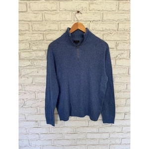 J.Crew Mens Medium Merino Wool Blend Half Zip Mock Neck Sweater Blue - Picture 1 of 6