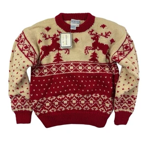 NEW One Of A Kind By Shirley Duffy Handmade Kids Reindeer Sweater 8/10 Medium - Picture 1 of 11