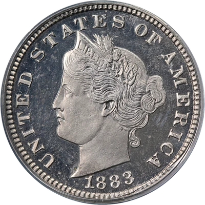 1883 Liberty V Nickel Pattern Proof J-1707 CAC Sticker PCGS PR64 OGH Strong S... - Image 1 of 4