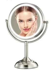 Specchio Trucco Professionale 8,5" Grande Illuminato con Nichel Satinato Artistico - Foto 1 di 6