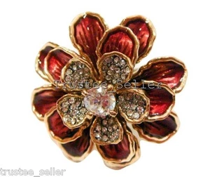 JUICY COUTURE Designer Vintage Red Rose CZ Crystals Large Cocktail Ring Gift Box - Picture 1 of 6