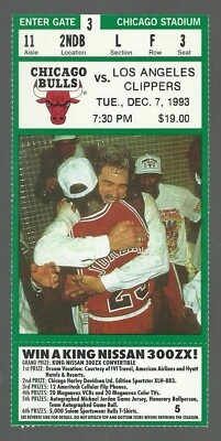 12/7/93  BULLS VS CLIPPERS  TICKET STUB  EX/MT  SCOTTIE PIPPEN  HOF  24 POINTS - Image 1 of 2