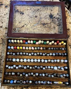 Vintage Fingerhut großes Konvolut mit einzigartigem handgefertigtem Holz Glaskasten lesen - Bild 1 von 21