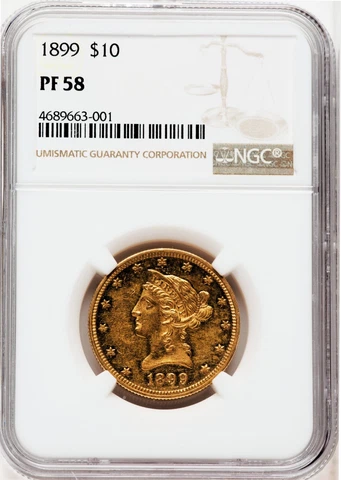 1899 NGC PR58 Flashy PROOF $10,700-CU 86-Minted Choice Rare Liberty $10 Eagle Cover