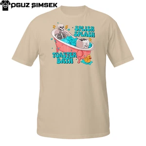 Funny Skeleton Toaster Bath T-Shirt | Splish Splash Dark Humor Meme Tee - Picture 1 of 33