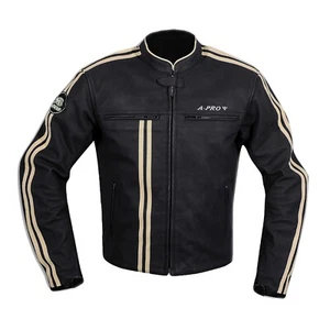 Lederjacke Herren Biker Motorrad CE Protektoren Echtleder Thermic Weiss M - Bild 1 von 2