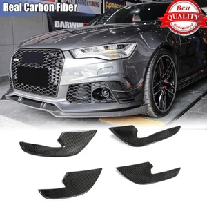 For Audi A6 RS6 RS7 C7 12-15 Real Carbon Front Bumper Splitter Canards Fins Lip - Picture 1 of 12
