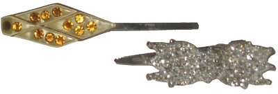 De Colección 2 Pinzas para el Pelo Tachonadas Baquelita y Vidrio Plateado Brillante Clip Tachonado Japón Foto 1 de 4