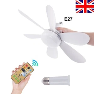 UK Ceiling Fan LED Light with Remote Control E27 Easy DIY Screw-In Bulb Fixture - Picture 1 of 10