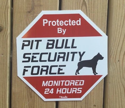 Pit Bull Security Caution  Plastic Sign  - Image 1 of 4