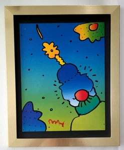 PETER MAX + BEAUTIFUL + 1999 SIGNED PRINT + NEW GOLDEN FRAME - Picture 1 of 3