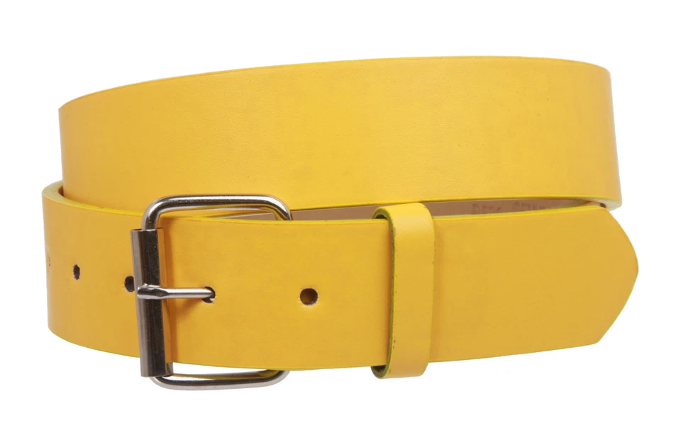1 1/2" (38mm) Snap On Plain Leather Jean Belt With Roller Buckle - Image 1 of 1
