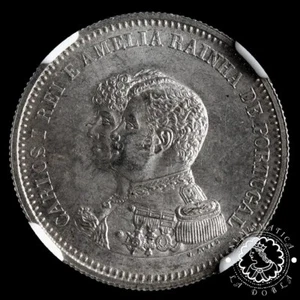 1898 - 200 REIS - Carlos I - Lisbon - PORTUGAL - NGC MS63 - Picture 1 of 4