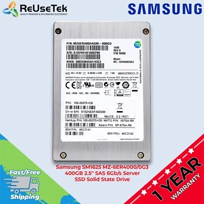Samsung SM1625 MZ-6ER4000/0G3 400GB 2.5" SAS 6Gb/s Server SSD Solid State Drive - Image 1 of 4