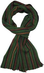 Bufanda de lana bufanda de punto rayas de moda verde rojo 100% lana (merino) - Imagen 1 de 3