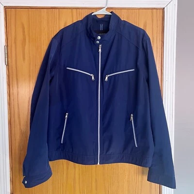 Chaqueta cortavientos Banana Republic ligera azul marino plateada talla XL Foto 1 de 4