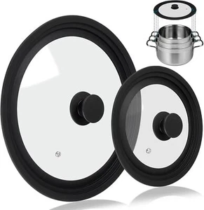 Universal Lid for Pots Pans and Skillets 2 Pack Pan Cover fit 7" 8" 9" & 10" ... - Picture 1 of 3