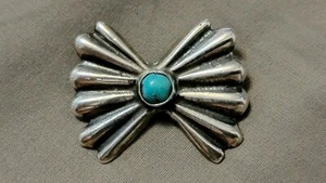 Vintage Sterling Silver Turquoise Design Navajo Sand Cast Pin/Brooch - Picture 1 of 4