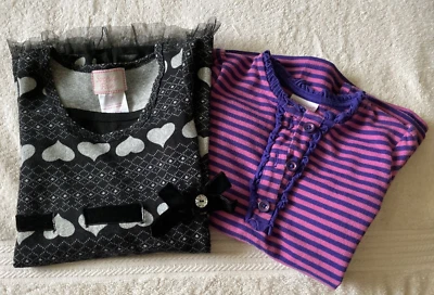 Size 3 Sophie Fae Black Dress Heart Design & Savannah Stripe Purple/Pink Dress - Image 1 of 4