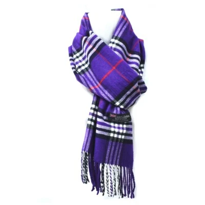 Hombres Mujeres Invierno Cálido 100% CACHEMIRA Bufanda Bufandas Hecho en Escocia Lana a Cuadros Foto 1 de 4